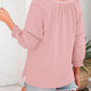 🌸Spring & Summer Sale👚Women's 3/4 Lantern Sleeve Casual V-Neck T-Shirts Pleated Loose Hollow-Out Blouse