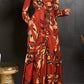 Chic Leaf Print  Ruffle Hem Dress