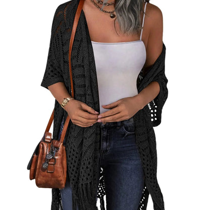 💥Buy 2 Get Free Shipping 😍Women’s Oversized Knit Cardigan – Lightweight Crochet Tassel Kimono for Spring & Summer 🌸