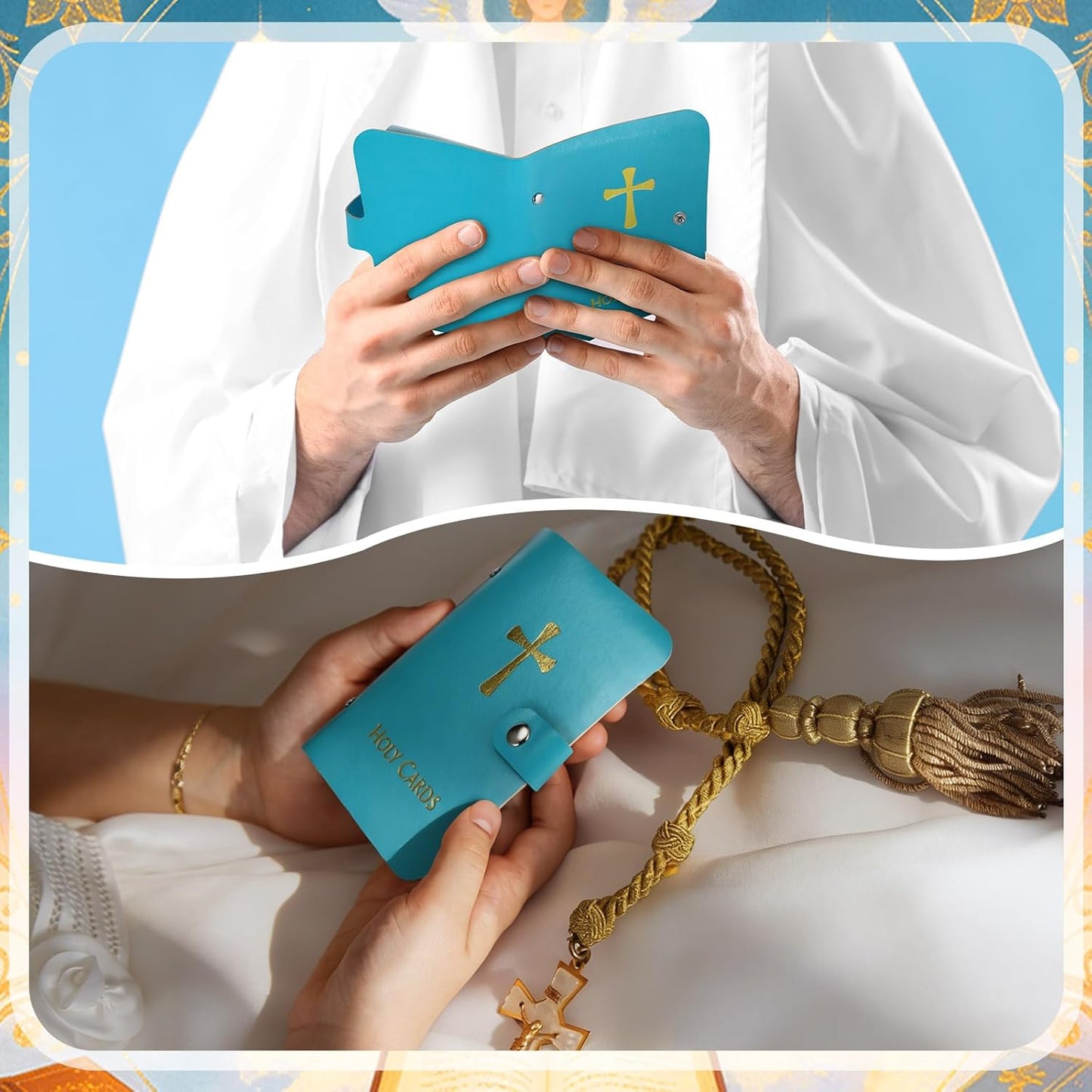 💥Last Day Special Sale 49% OFF👚✝️ Catholic Genuine Leather Holy Card Holder – Pocket Prayer Card Organizer with Snap Closure
