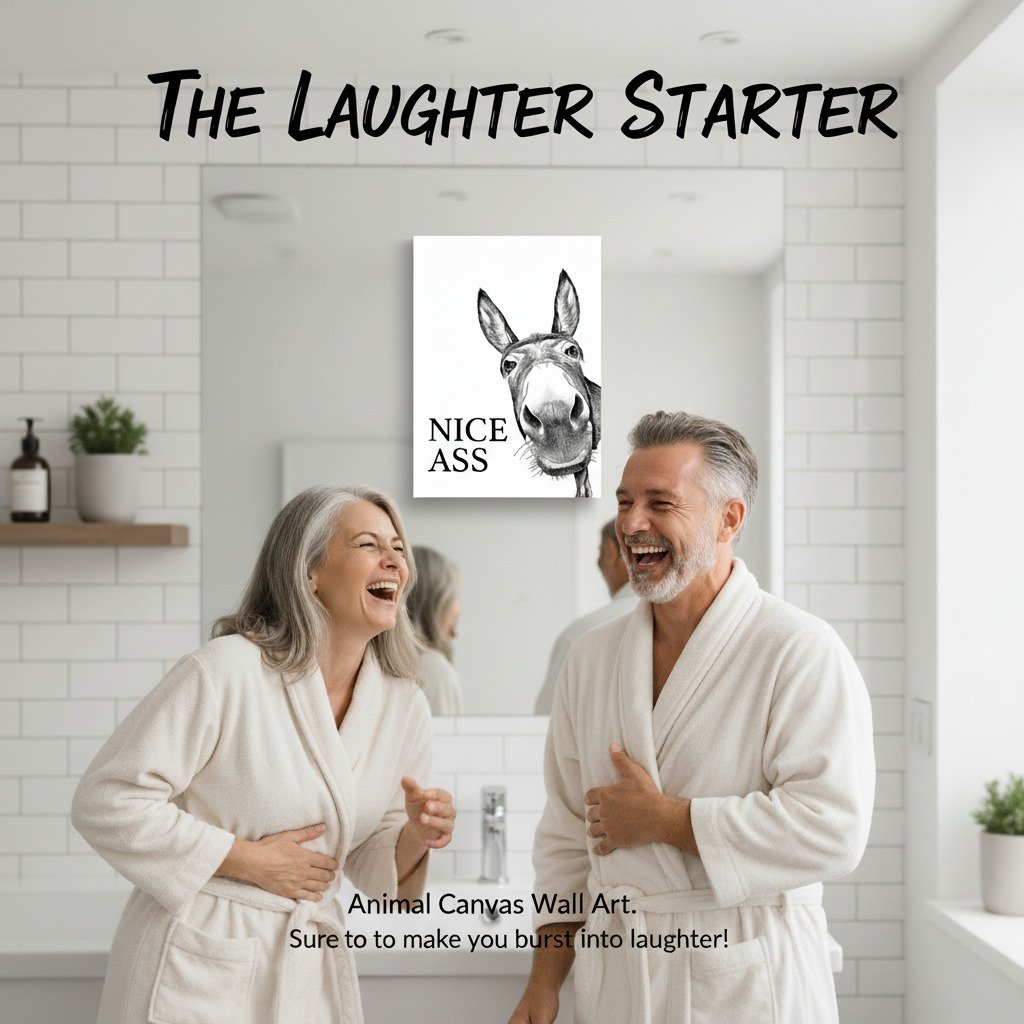 📢Limited-time 60% OFF🏡✨Funny Bathroom Wall Art - "Nice Ass" Donkey Print