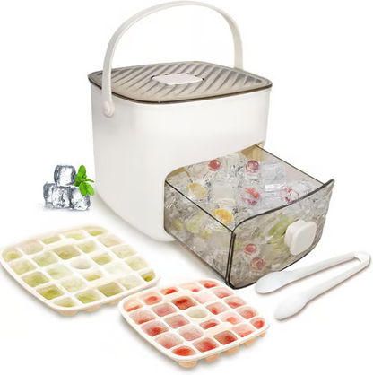 🎁Last Day Promotion 49% OFF🔥Essential for summer🥤🧊 Ice Cube Maker with Storage – 48 cubes at once, leak‑proof lid. Stackable, saves space. Includes ice scoop & tong.