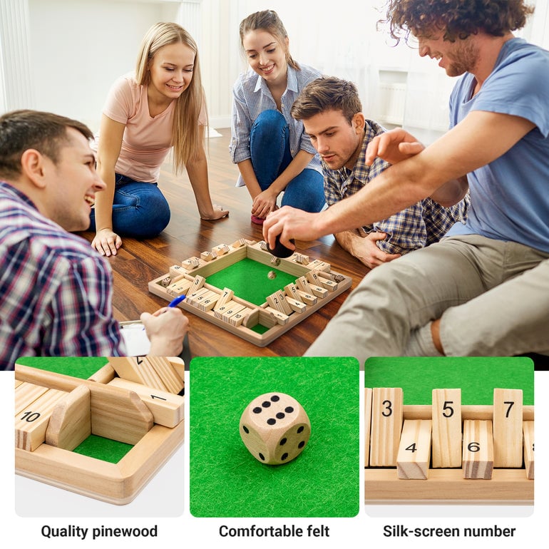 🎁Last Day Sale 70% OFF!!🎄🎁50K+ SOLD! Almost Gone✨SHUT THE BOX-WOODEN DICE BOARD GAME