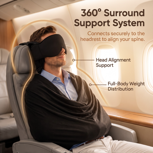 😴 LAST DAY ONLY! Just £9.99!💤3-in-1 Travel Sleep Set, 3D Blackout Eye Mask, Neck Support Pillow & Shoulder Cover Blanket for Plane Train Trip