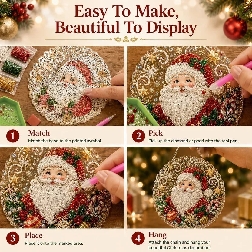 🎅Christmas Pre Hot Sale 49%OFF🎄Christmas Pearl Diamond Art Hanging Ornament Kit | Resistant Non-Fading Pearl Beads DIY Handmade Holiday Hanging Decor 🎅💎