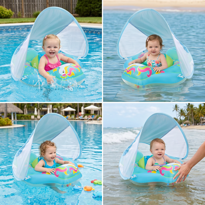 🎁Last Day Promotion 49% OFF🔥Baby Swim Float with Sun Canopy – Inflatable Infant Swimming Ring for Safe Water Fun