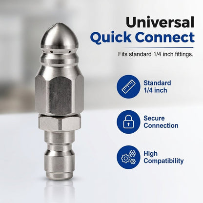 💥 BUY 2 GET 1 FREE +  50% OFF!🔧6500 PSI Stainless Steel Sewer Jetter Nozzle – 1/4" Quick Connect Drain Cleaning Attachment for Pressure Washers