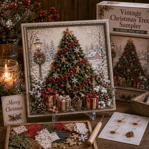 🎁 3D Christmas Fabric Poke Art Kit🎄 Handmade Fabric Poke Art Kit🎅 Vintage Holiday Handmade Decoration, DIY Christmas Craft Kit for Adults & Beginner