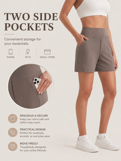 ⏳Last Day Promotion 49% OFF with FREE GIFT🎁✨AuraFit™ Everyday High-Waisted Shorts – Lightweight & Breathable with Functional Pockets 🌿
