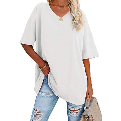 💥Last Day Special Sale 49% OFF👚Women's Summer Half Sleeve Casual Loose Fit Cotton Tunic T-shirt