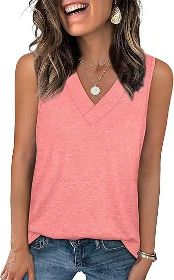 Women's Casual V-Neck Loose Fit Tank Top