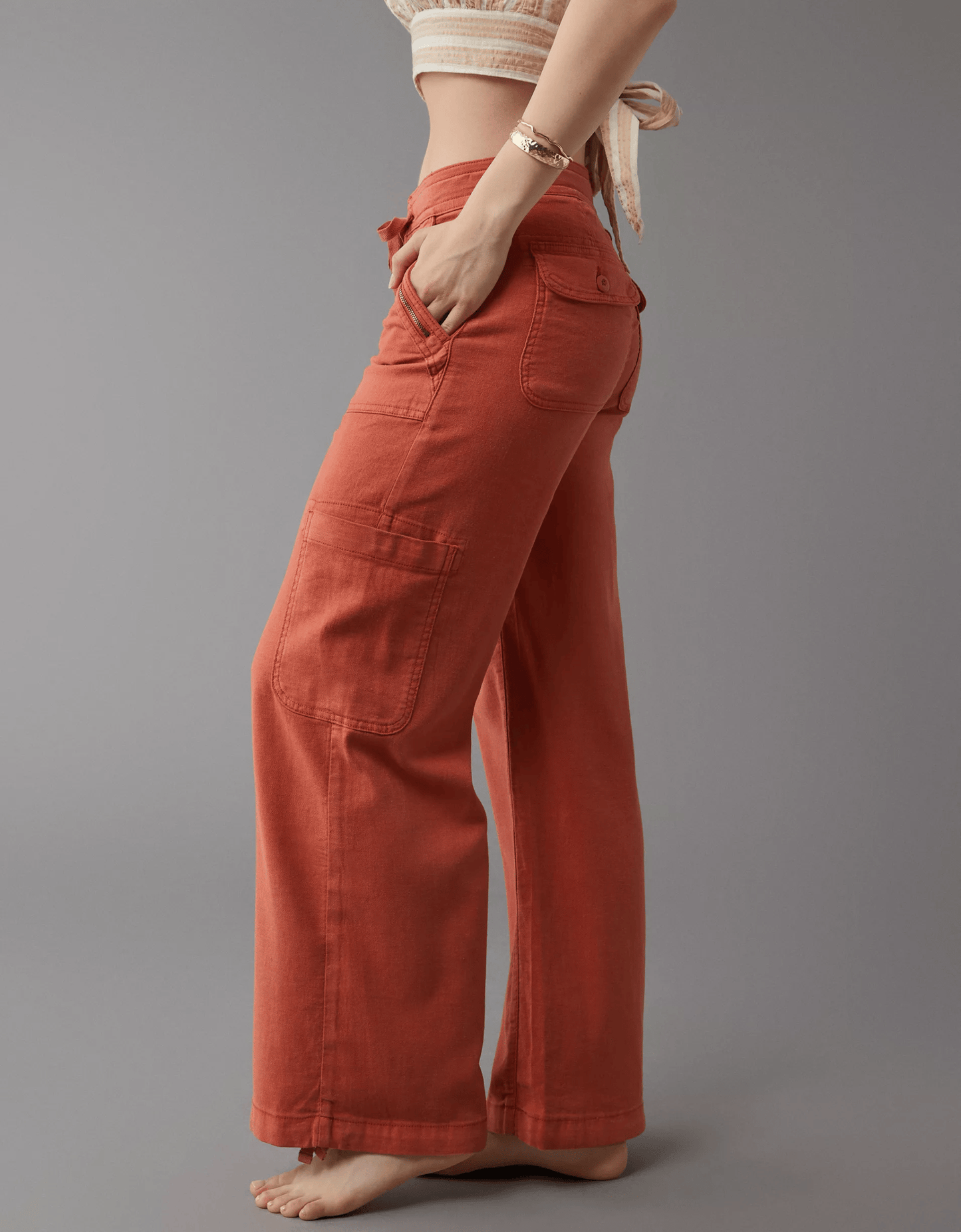 🔥2024 New Arrival🔥Linen-Blend Wide-Leg Cargo Pant