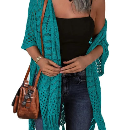 💥Buy 2 Get Free Shipping 😍Women’s Oversized Knit Cardigan – Lightweight Crochet Tassel Kimono for Spring & Summer 🌸
