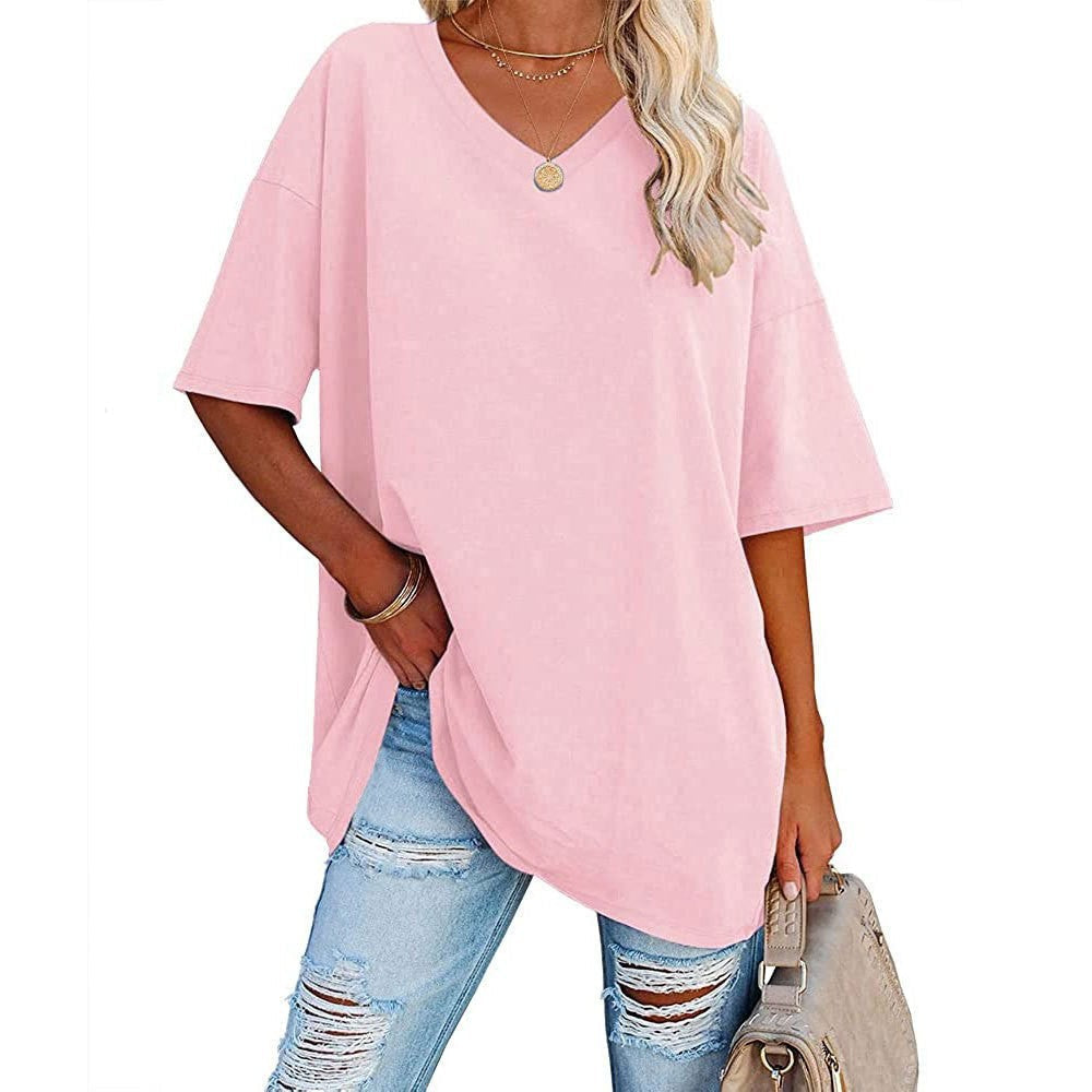 💥Last Day Special Sale 49% OFF👚Women's Summer Half Sleeve Casual Loose Fit Cotton Tunic T-shirt