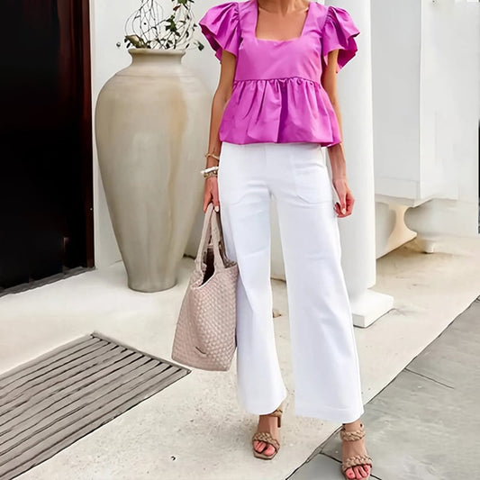 💥Last Day Special Sale 59% OFF 🔥Stretch Twill Cropped Wide Leg Pants