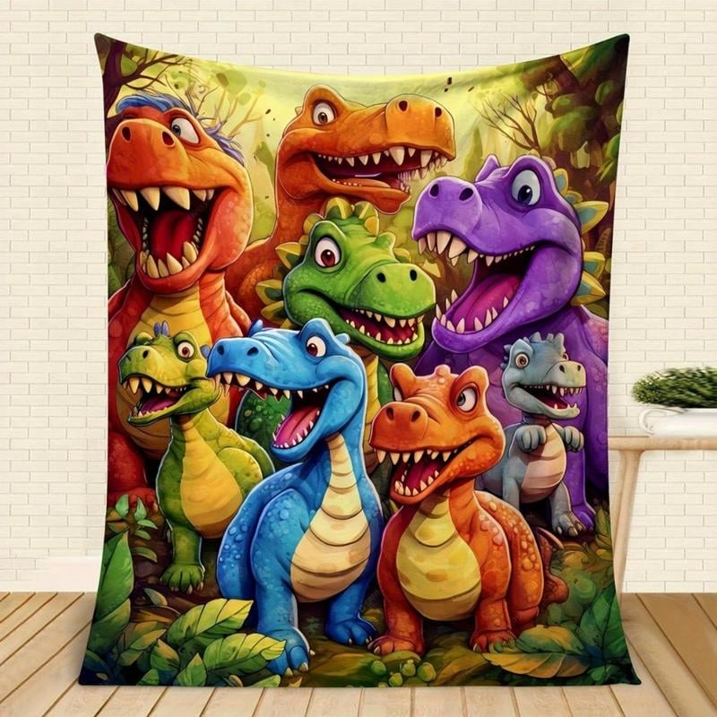 🎁Last Day 49% OFF🔥Cute Smiling Dinosaurs HD Digital Print Flannel🦖