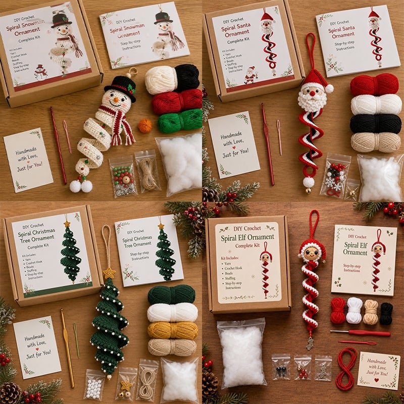 🎅Crochet Snowman Spiral Oranment DIY Kit -🎄🧶A Beginner-Friendly Crochet Experience Inspired by the Magic of Christmas.