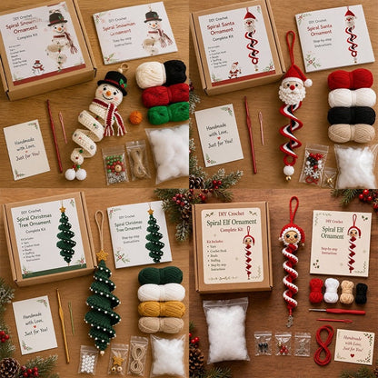 🎅Crochet Snowman Spiral Oranment DIY Kit -🎄🧶A Beginner-Friendly Crochet Experience Inspired by the Magic of Christmas.