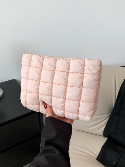 🔥 Solid Color Quilted Clutch – Large Capacity Travel Storage Bag
