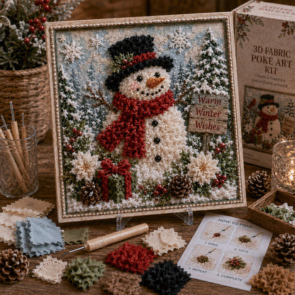 🎁 3D Christmas Fabric Poke Art Kit🎄 Handmade Fabric Poke Art Kit🎅 Vintage Holiday Handmade Decoration, DIY Christmas Craft Kit for Adults & Beginner