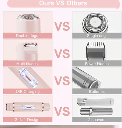 🎁Last Day Promotion 49% OFF🔥Akunbem🇬🇧 Rechargeable Women’s Trimmer ⚡  Dual Heads • IPX7 Waterproof • Painless Precision for Face, Bikini & Body 💧