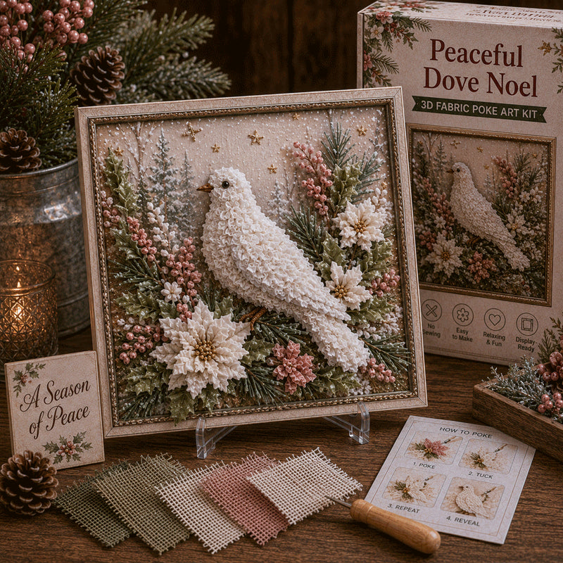 🎁 3D Christmas Fabric Poke Art Kit🎄 Handmade Fabric Poke Art Kit🎅 Vintage Holiday Handmade Decoration, DIY Christmas Craft Kit for Adults & Beginner