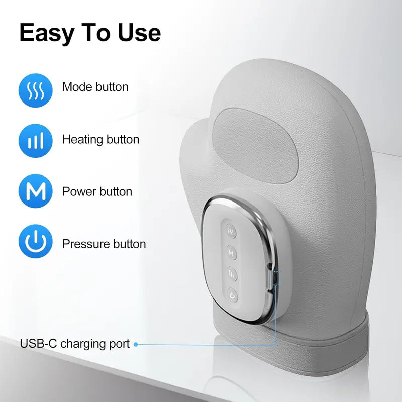 Portable Hand Massager with Heat & Compression, Wireless 3 Modes for Carpal Tunnel Relief, Perfect Gift for Hand Relaxation