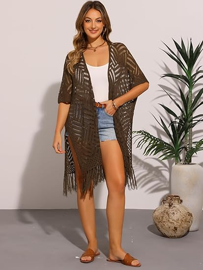 💥Buy 2 Get Free Shipping 😍Women’s Oversized Knit Cardigan – Lightweight Crochet Tassel Kimono for Spring & Summer 🌸