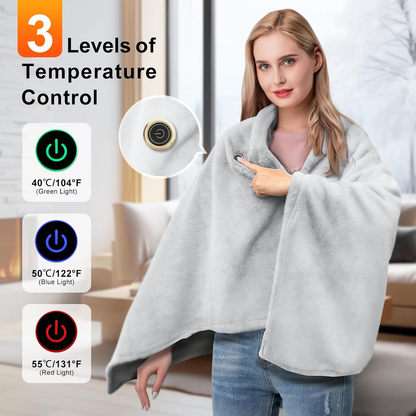 🔥USB Electric Heated Shawl🧶 Wearable Heating Poncho Blanket with 3 Heat Settings, Machine Washable Warm Wrap for Home Office Travel