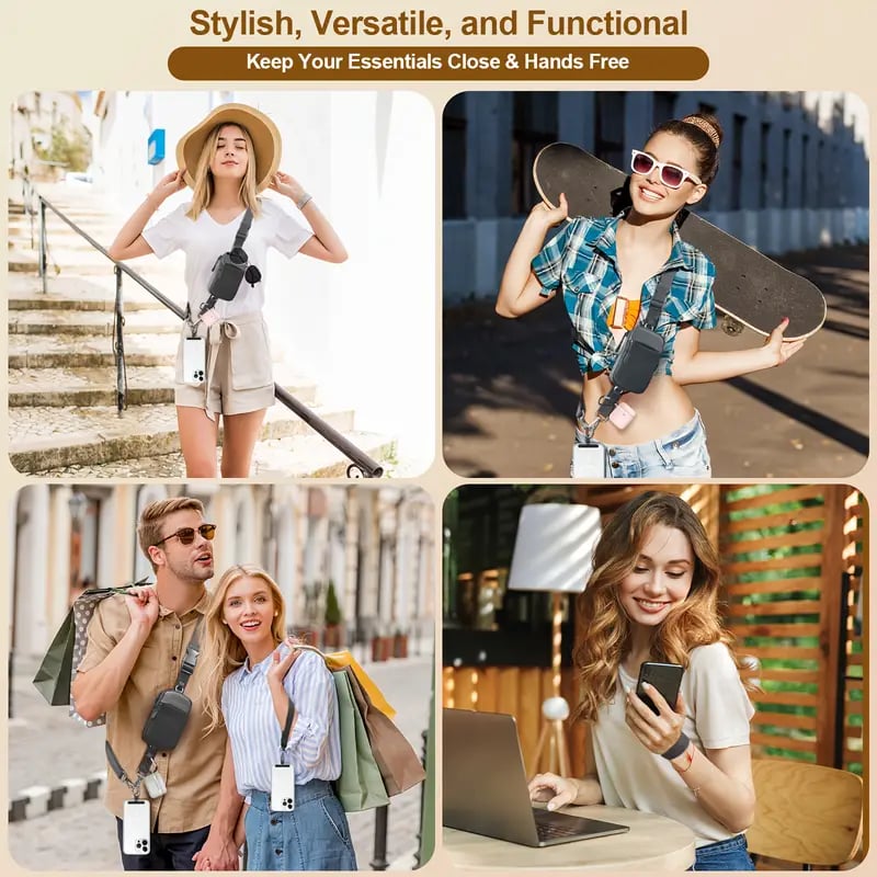 🔥LAST DAY 49% OFF -👜🔒 AH SecureCharge Crossbody | Anti-Snatch Lanyard + Mini Vault