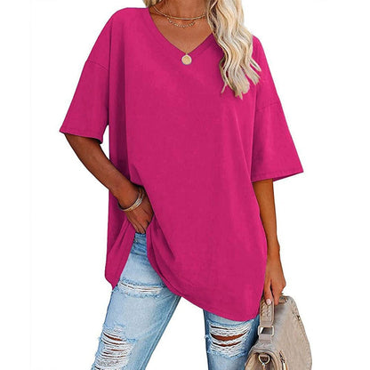 💥Last Day Special Sale 49% OFF👚Women's Summer Half Sleeve Casual Loose Fit Cotton Tunic T-shirt