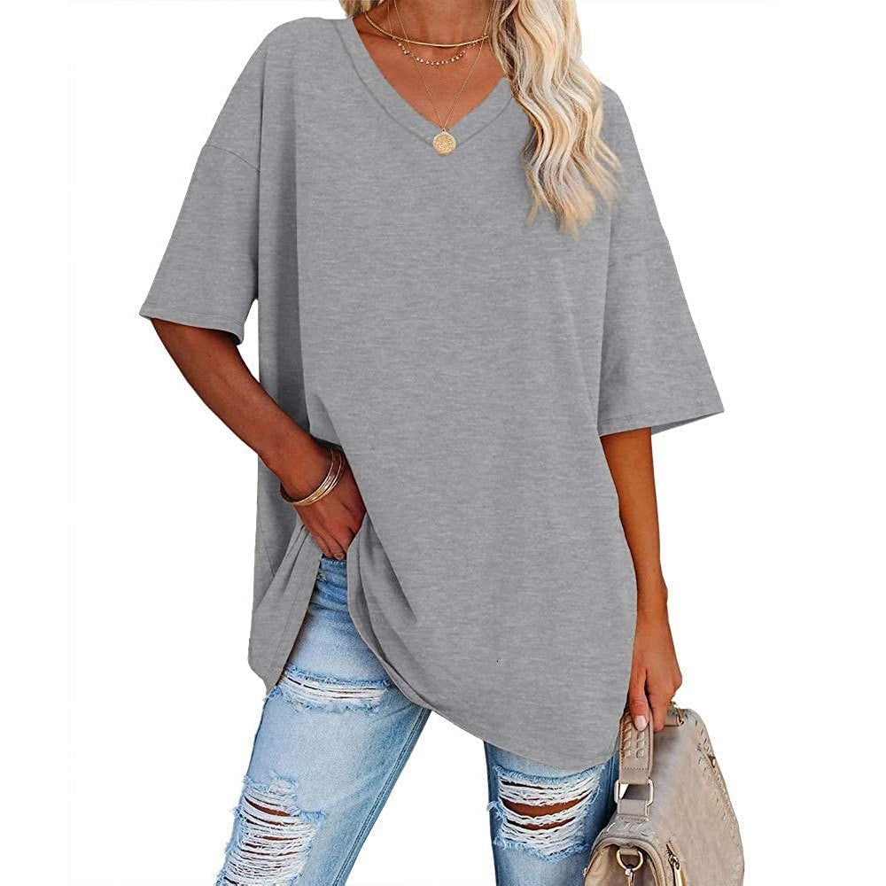 💥Last Day Special Sale 49% OFF👚Women's Summer Half Sleeve Casual Loose Fit Cotton Tunic T-shirt