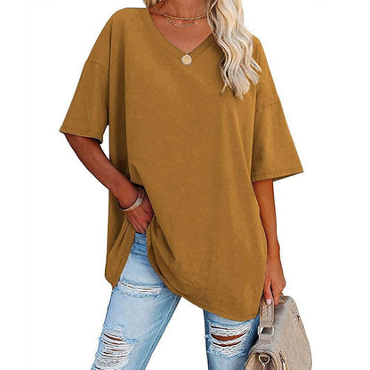 💥Last Day Special Sale 49% OFF👚Women's Summer Half Sleeve Casual Loose Fit Cotton Tunic T-shirt