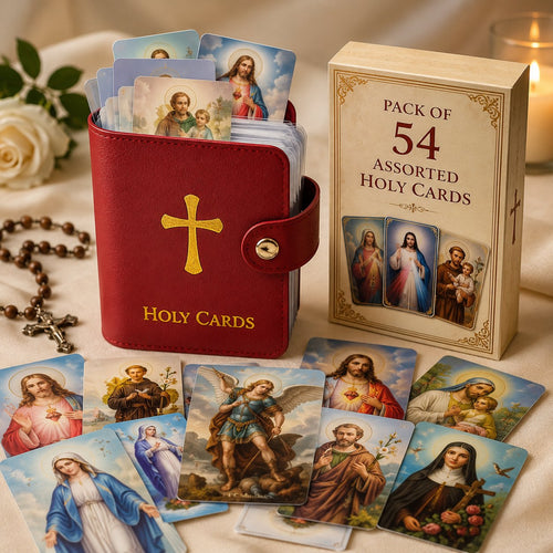 💥Last Day Special Sale 49% OFF👚✝️ Catholic Genuine Leather Holy Card Holder – Pocket Prayer Card Organizer with Snap Closure