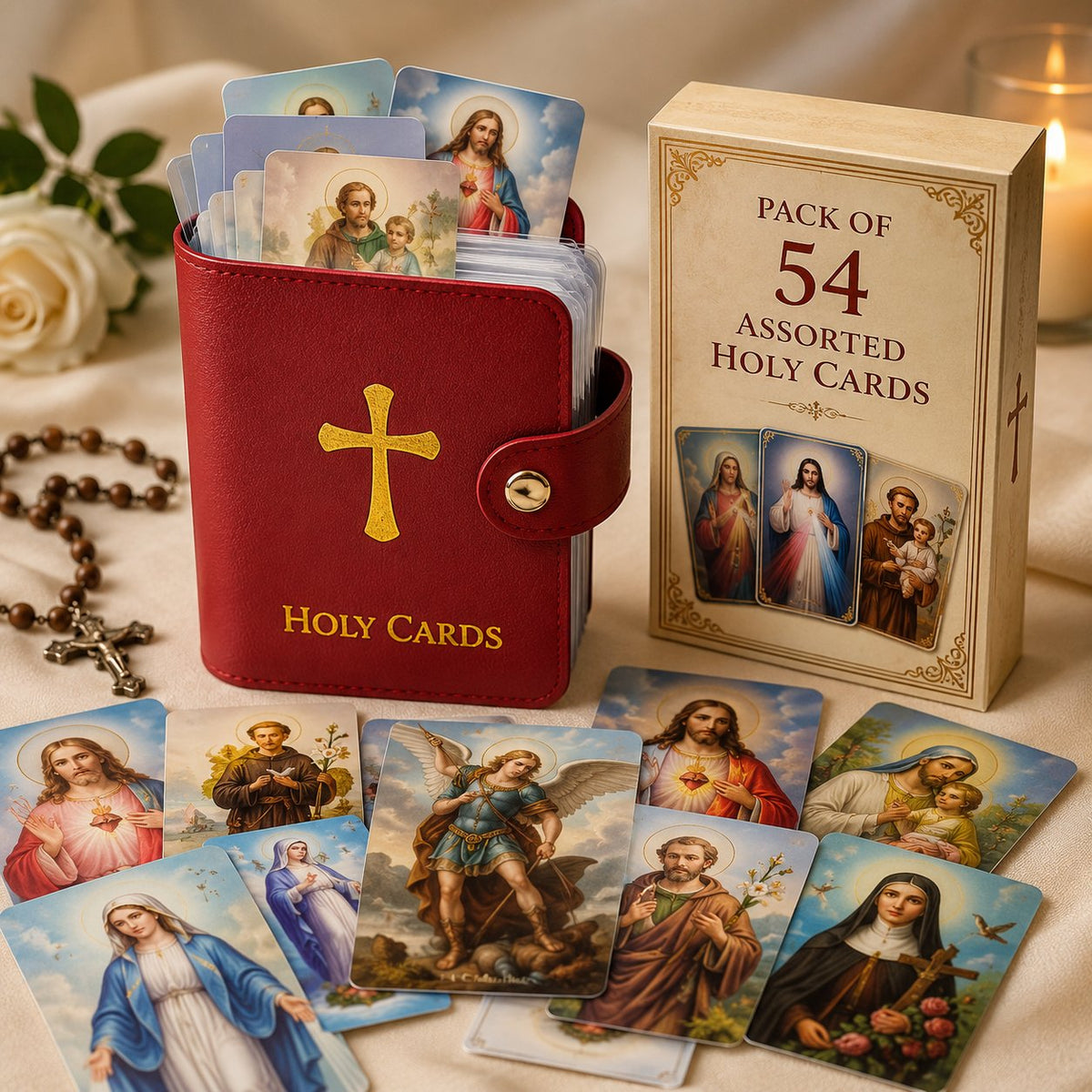 💥Last Day Special Sale 49% OFF👚✝️ Catholic Genuine Leather Holy Card Holder – Pocket Prayer Card Organizer with Snap Closure