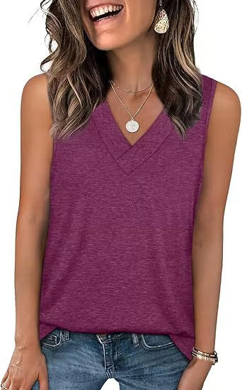 Women's Casual V-Neck Loose Fit Tank Top