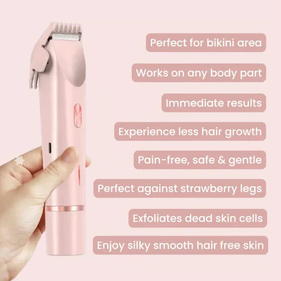 🎁Last Day Promotion 49% OFF🔥Akunbem🇬🇧 Rechargeable Women’s Trimmer ⚡  Dual Heads • IPX7 Waterproof • Painless Precision for Face, Bikini & Body 💧