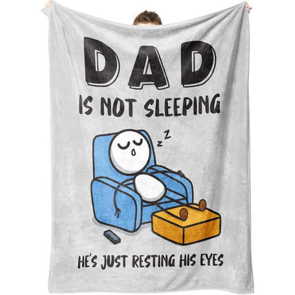 💥 Last Day! Special Sale – Only £9.99 👚“Dad’s Not Sleeping… Just Resting His Eyes” Blanket 🛋️💤  Ultra-Soft, UK-Made Flannel – The Perfect Gift from Kids ❤️