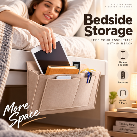 📦Organize Bedside Instantly! No-Tool Slide-In Storage Organizer