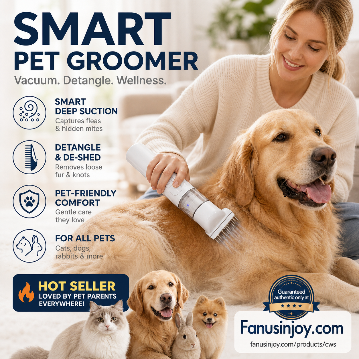🐕LAST DAY SPECIAL PRICE!!🐱Electric Pet Grooming Comb🐏Keep your furry friends away from mites, fleas and tangled fur！