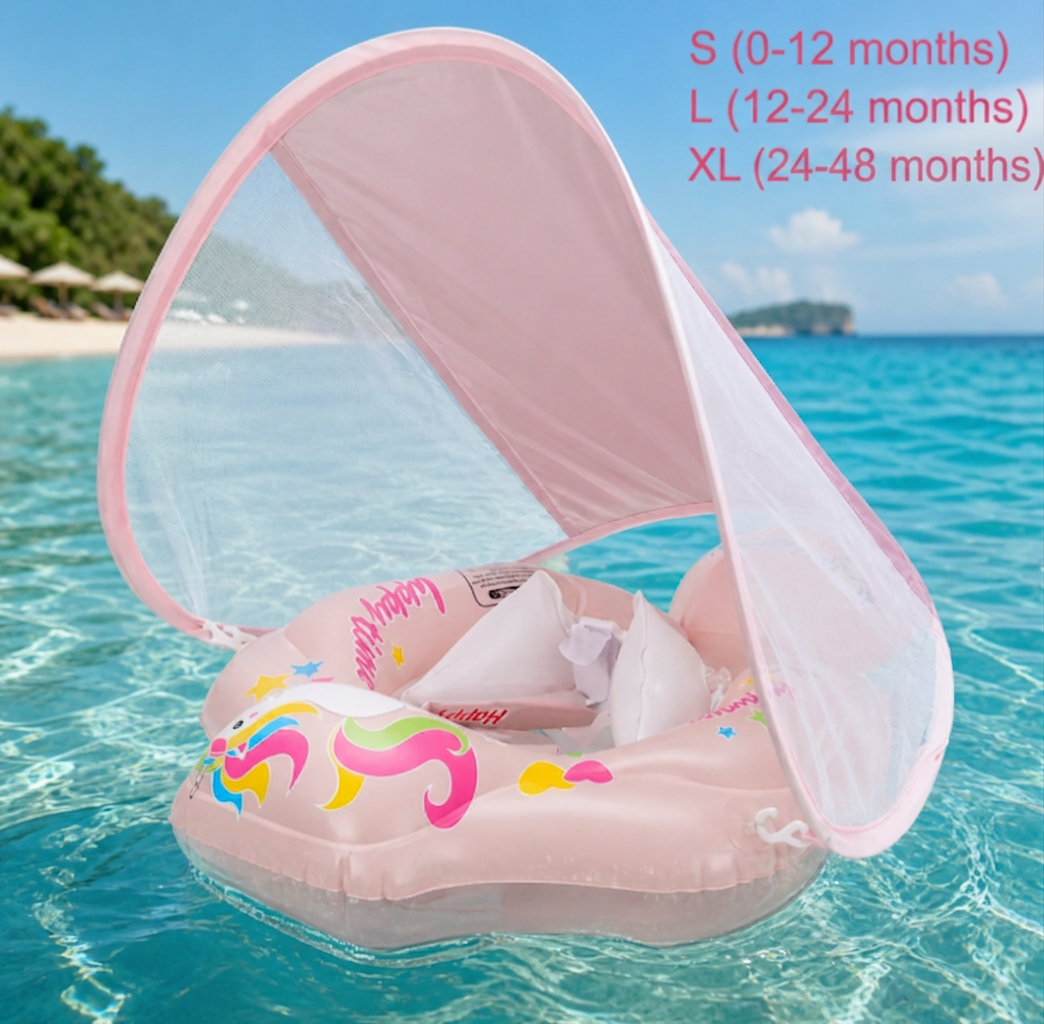 🎁Last Day Promotion 49% OFF🔥Baby Swim Float with Sun Canopy – Inflatable Infant Swimming Ring for Safe Water Fun