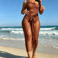 💥Last Day Special Sale 49% OFF👚Vacation One-shoulder Mesh Hollow-out Patchwork Swimsuit and Sarong Skirt Set