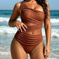 💥Last Day Special Sale 49% OFF👚Vacation One-shoulder Mesh Hollow-out Patchwork Swimsuit and Sarong Skirt Set