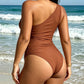 💥Last Day Special Sale 49% OFF👚Vacation One-shoulder Mesh Hollow-out Patchwork Swimsuit and Sarong Skirt Set