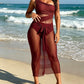 💥Last Day Special Sale 49% OFF👚Vacation One-shoulder Mesh Hollow-out Patchwork Swimsuit and Sarong Skirt Set