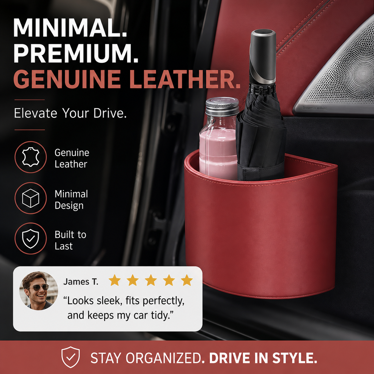 🥳2026 HOT SALE🥳💞50K+ SOLD!🚗🧺 53% OFF! Leather Car Door Cup Holder – Wide‑mouth opening, easy reach for drinks & phone. Clip‑on secure fit. PU leather, tough & stylish. 🛡️✨