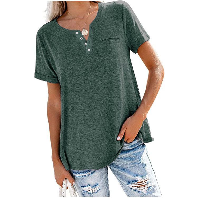 🔥Clearance Sale💖Fashion Solid Color Pocket Short Sleeve T-Shirt