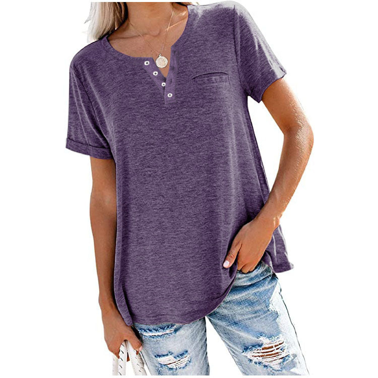 🔥Clearance Sale💖Fashion Solid Color Pocket Short Sleeve T-Shirt