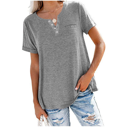 🔥Clearance Sale💖Fashion Solid Color Pocket Short Sleeve T-Shirt