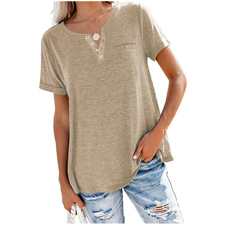 🔥Clearance Sale💖Fashion Solid Color Pocket Short Sleeve T-Shirt